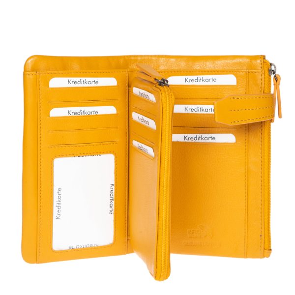 91612YELLOW (2) - Δερμάτινο γυναικείο πορτοφόλι